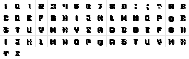 Professor 3D Filled Regular  glyph index