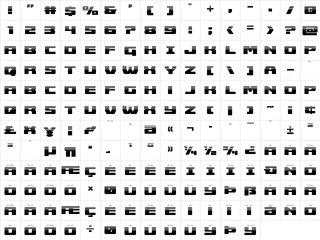 Cruiser Fortress Halftone Regular  glyph index