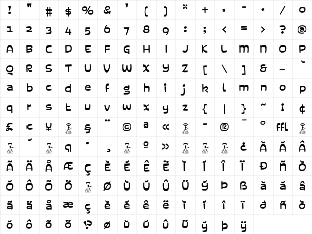 Eggwhite-Lite Regular  glyph index
