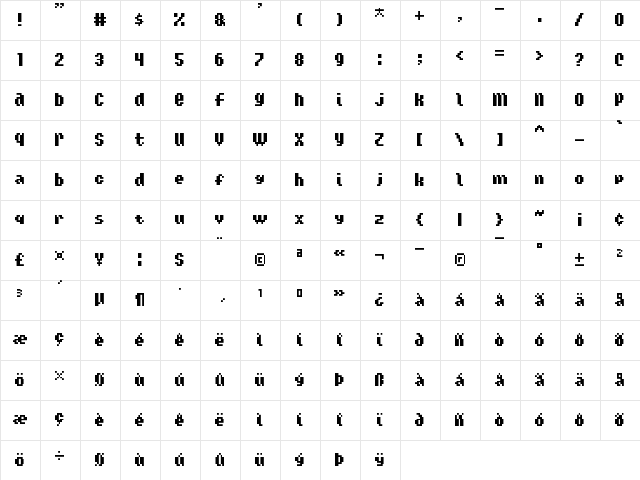 Tiny Islanders Regular  glyph index