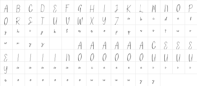 NORTH MOUNT DEMO Script Regular  glyph index