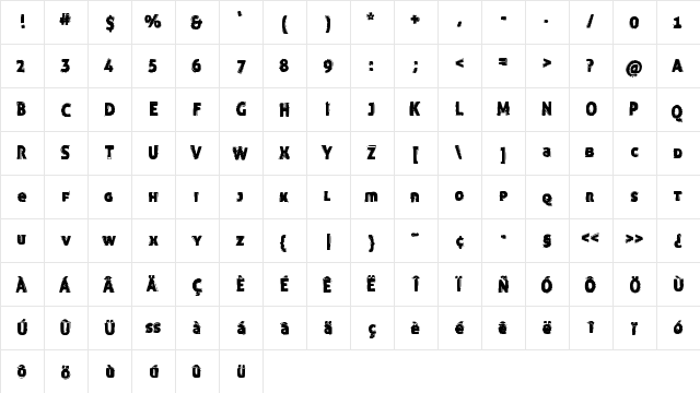 FunnyTrip Medium  glyph index
