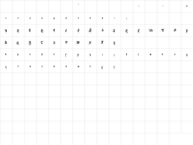 holyrose-font-midnightea Regular  glyph index