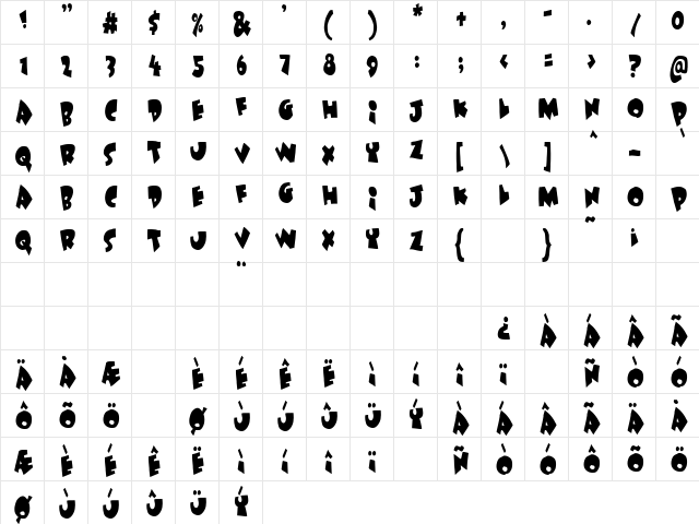 Under attack Regular  glyph index