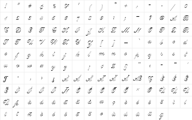 CommercialScrDOu1 Regular  glyph index