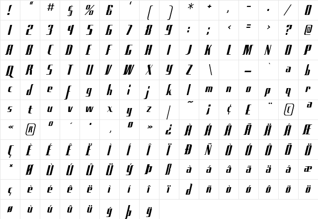 Sad Films Regular  glyph index