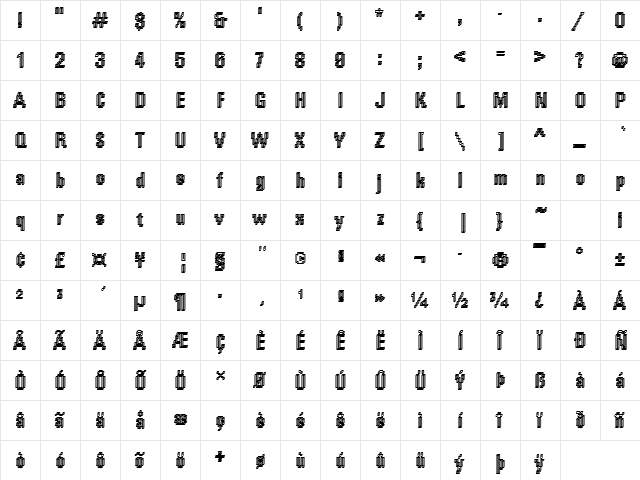 DTCRoughM64 Regular  glyph index