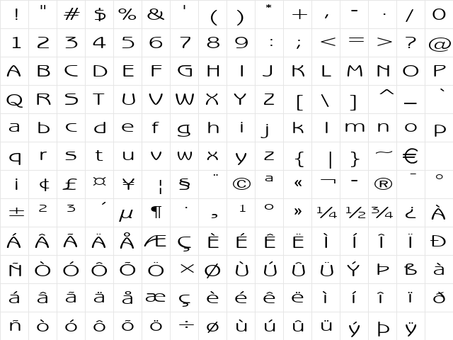BeagleExtended Normal  glyph index