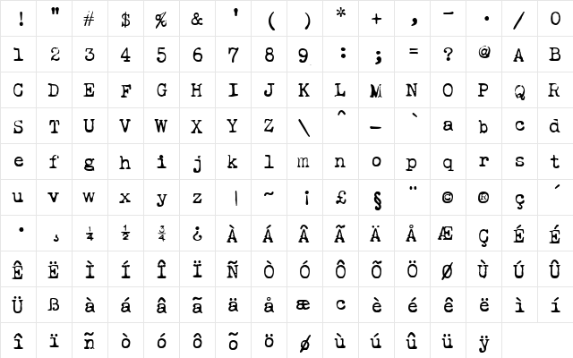 Ieicester Text  glyph index