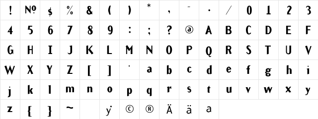 IndustrySans Bold  glyph index