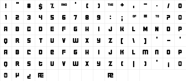 Hustle Regular  glyph index