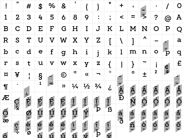 XXII Geom Slab DEMO Medium  glyph index