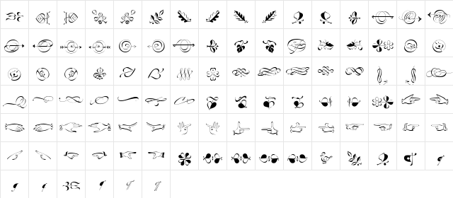LTZapfino Ornaments Regular  glyph index