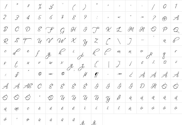 Fascinating Christmas Regular  glyph index