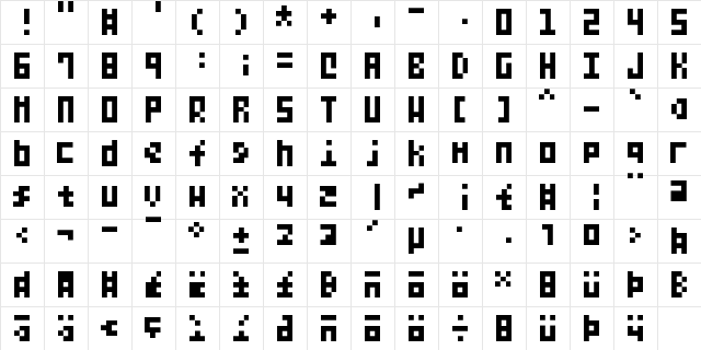 Teeny Tiny Pixls Regular  glyph index