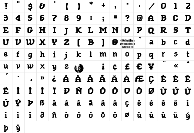 Foam Regular Regular  glyph index