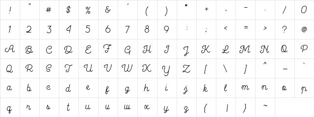 La Patio Regular  glyph index