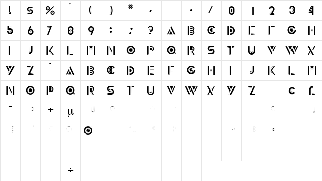 InnovaDisplayCapsSSK Regular  glyph index