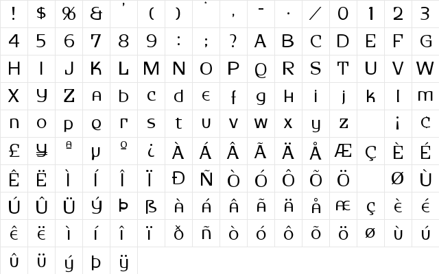 Andorra Regular  glyph index