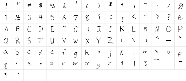 Carlos Regular  glyph index