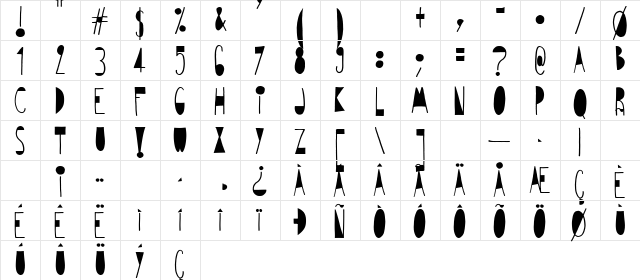 Avantgardiste 1934 Regular  glyph index