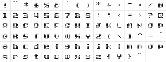 Dot Font Eng  glyph index