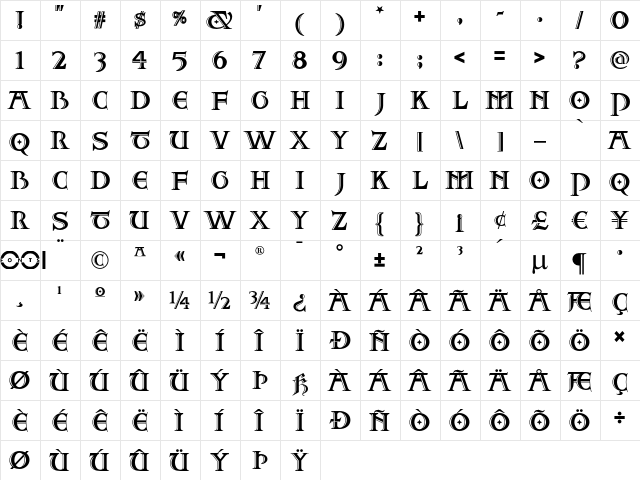 Two For Juan NF Regular  glyph index