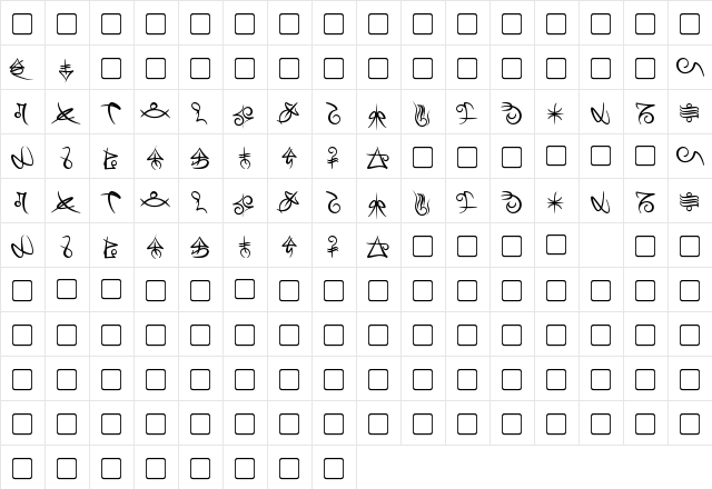 Mage Script Bold  glyph index