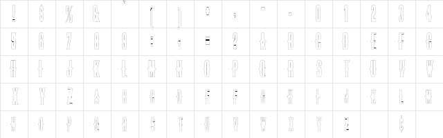 ThornsOutline Regular  glyph index