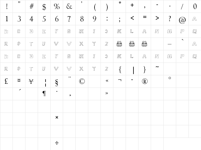 Ripai Graffiti Regular  glyph index