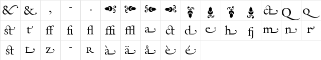 Galliard Regular  glyph index