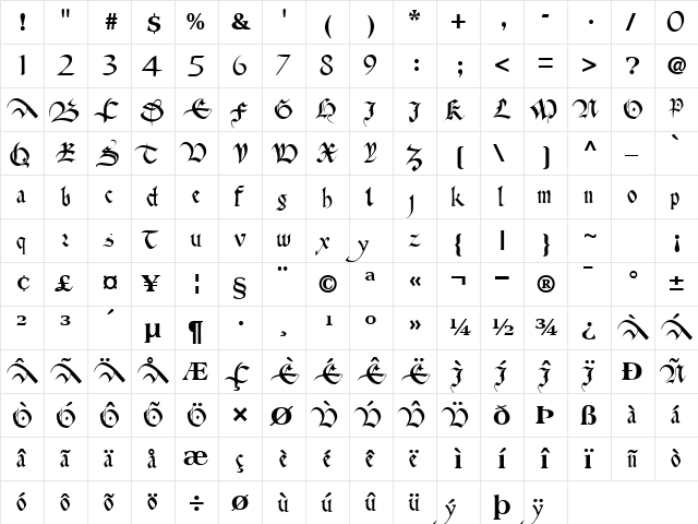 SocorroSSK Regular  glyph index