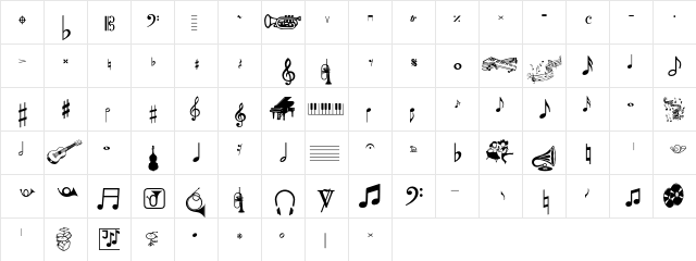 Musical Pi Regular  glyph index