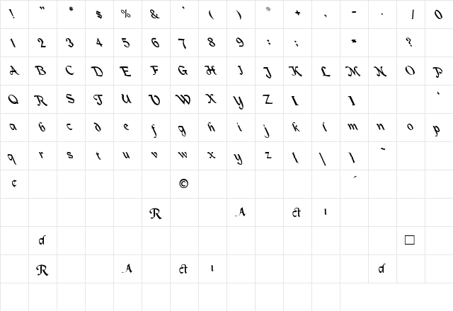 Mac Humaine-Light Lefti Regular  glyph index