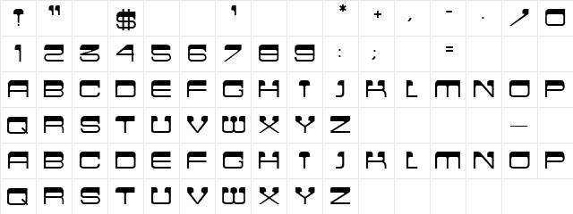 Matinee Regular  glyph index