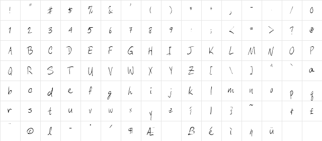 DCWri Regular  glyph index