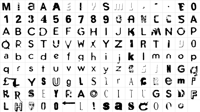 InnerCity Camberwell  glyph index