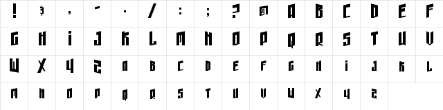 Gunhead Chick Regular  glyph index