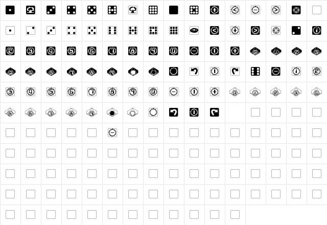 Starburst Pips Regular  glyph index
