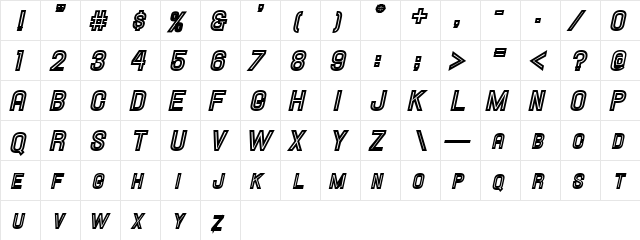 Hallandale Inline SC It. JL Regular  glyph index