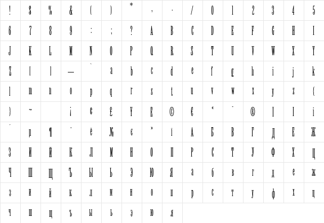Viola Normal  glyph index