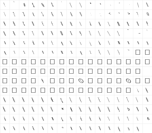 FZ BASIC 51 LEFTY Normal  glyph index