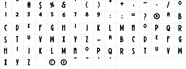 BattleLines Regular  glyph index