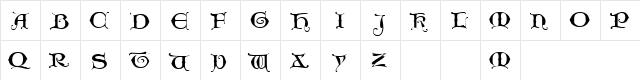 UncioGothic Regular  glyph index