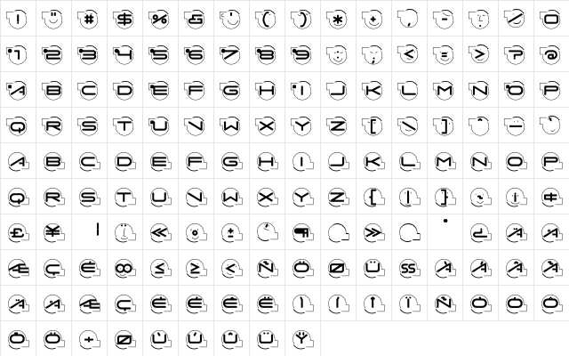 AbcariFond Regular  glyph index