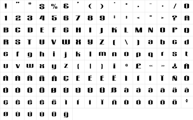 Gogosquat Regular  glyph index