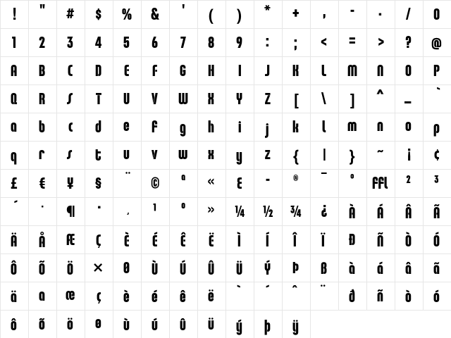 ChaletComprime LosAngeles  glyph index