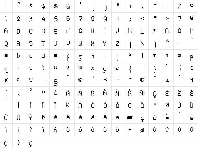 Zoloft Bold  glyph index