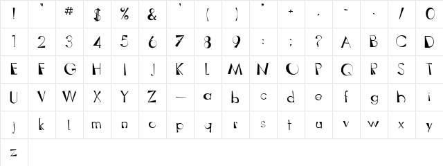 Outhaus Regular  glyph index