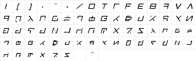 Green Martian Distressed Italic  glyph index